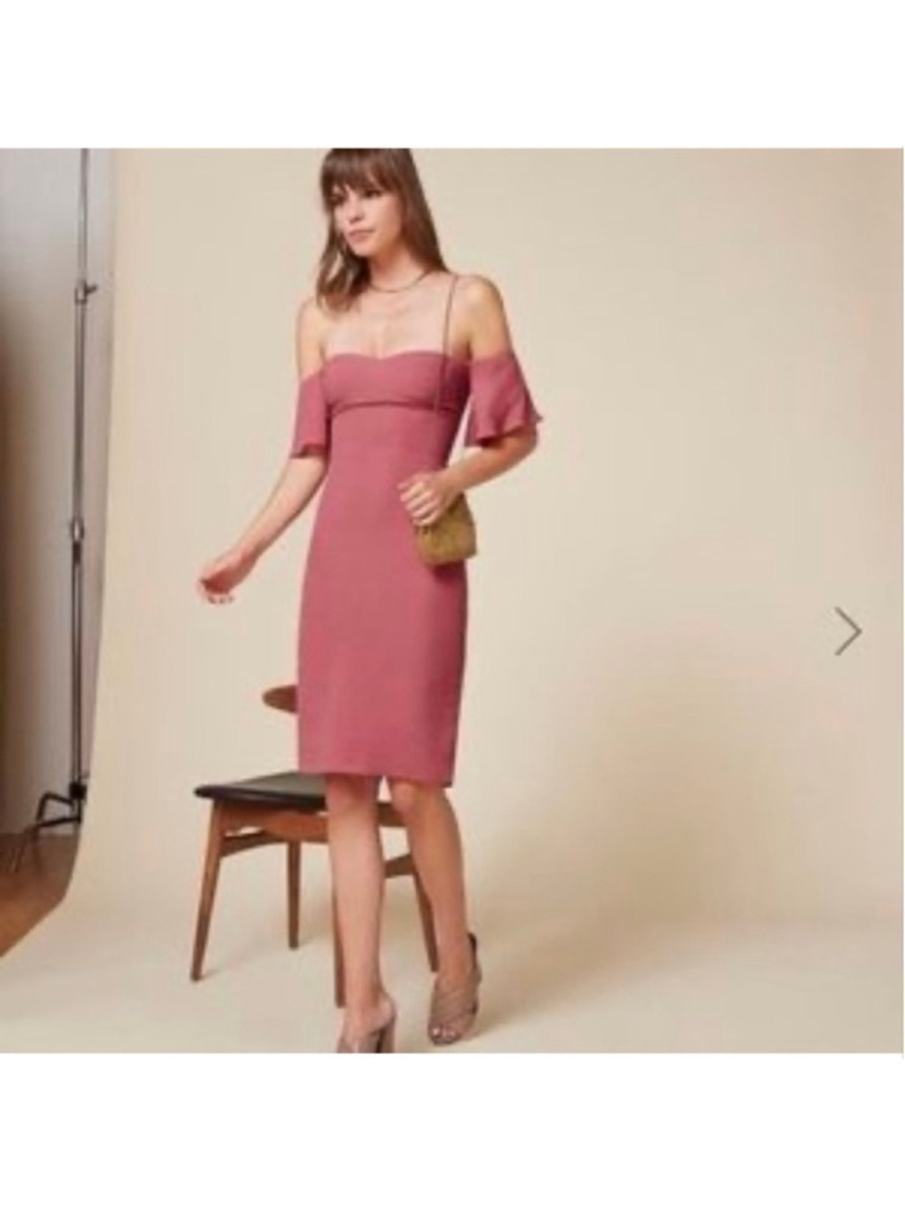 Reformation Solene Off Shoulder Midi Dress Pink Size 6